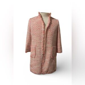 Neiman Marcus Chic Pink Tweed Coat Size Large
